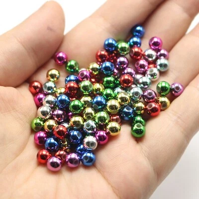 500 Shiny Mixed Metallic Colour Acrylic Christmas Round Beads 6mm Smooth Spacer - Image 1 of 4