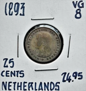 1893 Netherlands 25 cents - Picture 1 of 2