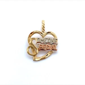 14K TRI-COLOR GOLD SOMEONE SPECIAL HEART PENDANT Valentines Sweetheart Love Gift - Picture 1 of 5