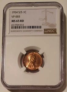 1954 S/S Lincoln Wheat Cent RPM VP-003 MS65 RED NGC - Picture 1 of 4