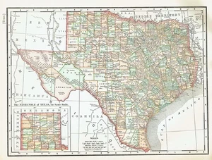 1899 Library of Reference Farbkarte, datiert im Druck State of Texas - Bild 1 von 6