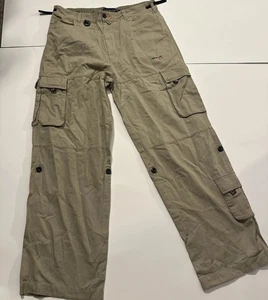 Vtg Triple Five Soul Pants Men Sz 32X32 Green Camo Parachute Cargo Military Y2K - Picture 1 of 5
