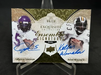 2014 Upper Deck Exquisite LaDainian Tomlinson Kellen Winslow Dual Auto /10 - Image 1 of 2