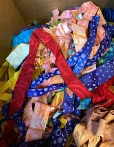 Batik Fabric Strips Scrap Bag, Varied Widths And Lengths $10 Pound - Picture 1 of 1