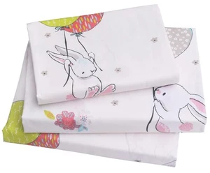 Cute Cartoon Rabbit Bunny 100% Cotton 3 Pieces Twin Sheet Set for Kids Girls ... - Picture 1 of 4
