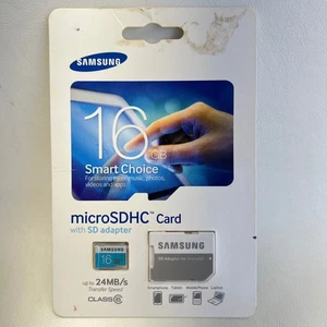 Samsung 16GB microSD micro SDHC Memory Card w/ Adapter New in Package - Picture 1 of 7