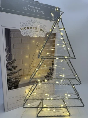 Wondershop Warm White LED Lit Tree Clear Wire 60 Lights Indoor/Outdoor 20” T - Image 1 of 3