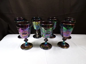 Set of 7 Westmoreland Amethyst Carnival Glass Water Goblets 1979 Gateway Club - Picture 1 of 9