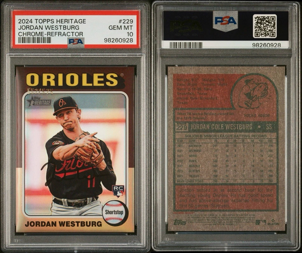 2024 Topps Heritage - Chrome Refractor #229 Jordan Westburg /575 (RC) 💎 PSA 10 - Image 1 of 1