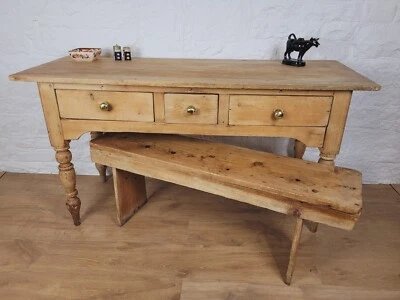 Victorian Side Table Bench Kitchen Pine Farmhouse Antique Delivery Available - Image 1 of 4