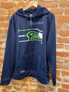 NFL Apparel Seattle Seahawks Hoodie Front Pocket Men's Large, XL Blue Sweatshirt - Picture 1 of 8