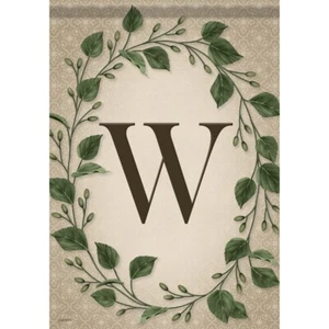 MONOGRAM INITIAL Letter W Ivy Wreath Dura Soft Garden Flag, 12.5" x 18", Carson - Picture 1 of 1