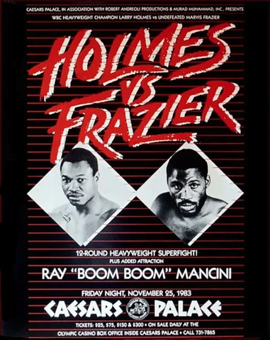 Original Vintage Larry Holmes vs. Marvis Frazier On-Site Boxing Fight Poster Cover
