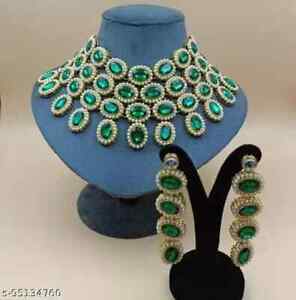 Indian Bollywood Gold Plated Kundan Bridal Choker Wedding Necklace Jewelry Set