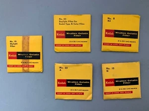 Lot of 5 SEALED Kodak Wratten Gelatin Filter #15G #85 #25A #1A #8K2 Bolex 2"x2" - Picture 1 of 7