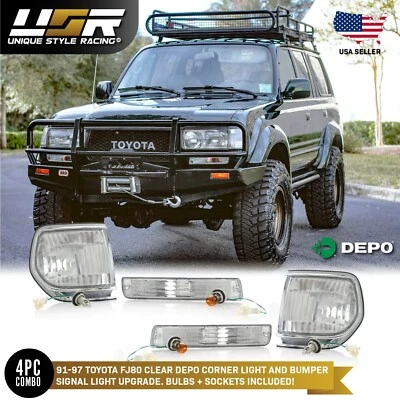 4PCS DEPO Clear Corner + Bumper Lights For 1991-1997 Toyota Land Cruiser FJ80 - Image 1 of 4
