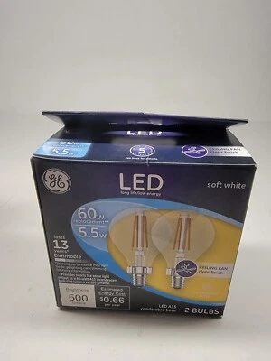 GE Lighting LED A15 Clear 5.5 Watt Replaces 60watt 2pk soft white ceiling fan  - Image 1 of 2