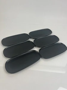 6 ALESSI for Delta Long Asian Plates Black Oval Dessert/Sushi, Bread  044207703 - Picture 1 of 14