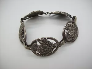 Vintage Designer Danecraft Sterling Silver 925 Thistle Link Bracelet - Picture 1 of 15