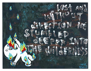 Original HAPPY GRAVE Original Painting  pop surreal dark art : "LOST" year 2018 - Picture 1 of 1