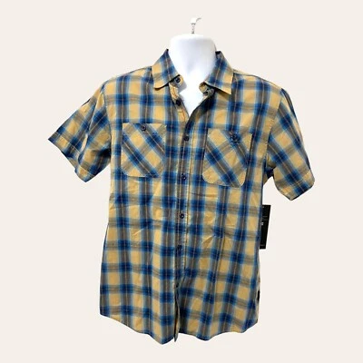 Ocean Current  Mens M Button Up Plaid Casual Shirt Short Sleeve 100% Cotton NWT - Image 1 of 4