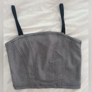 Topshop schwarz/weißes kariertes Damen-Tanktop mit abnehmbaren Trägern Größe 2 neu mit Etikett - Bild 1 von 6