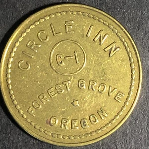 Ficha comercial Circle Inn Forest Grove, latón ORE G/F 5c 22,23 mm escasa - Imagen 1 de 3