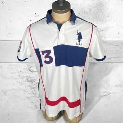 Uspa Polo Us. Assn. Big Logo Blanco Azul Slim Fit de Algodón Hombre Talla L - Imagen 1 de 4