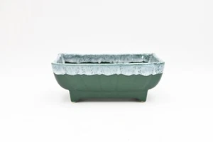 Vintage USA JE Pottery MidCentury Green Drip Glaze Design Planter Pot Window Box - Picture 1 of 11