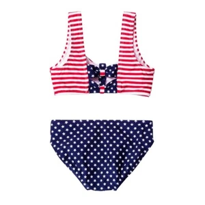 Cat & Jack Red Blue Patriotic Stars Stripes 2-Pc.Set Swimwear Girls XS 4/5 - Picture 1 of 2