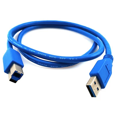 USB 3.0 A to B Male Cable 3ft Printer Scanner PC External HDD Drive Docking Cord - Image 1 of 4
