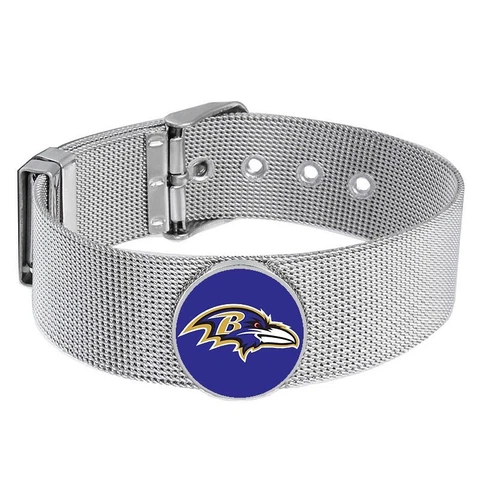 Baltimore Ravens Mens Womens Silver Adjustable Bracelet w Gift Pkg D6 Cover