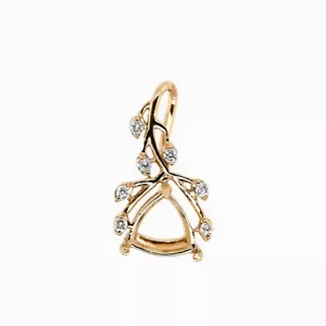 Vine Pendant Semi Mount Trillion 7mm In 14K Yellow Gold With Diamonds (50562) - Picture 1 of 4