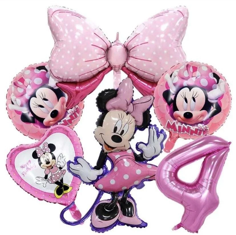 Minnie Mouse Balloons 4th Birthday Party Decorations Age 4 Pink Girls Kids - Image 1 of 1