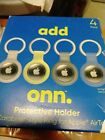 Onn. 4pack Protective Holders W/KeyRing Apple AirTag Grey,green,blue
