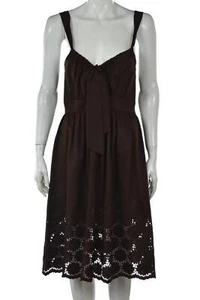 Carmen Marc Valvo Dress Size 8 Brown Floral Sleeveless Knee Length Sheath - Picture 1 of 5