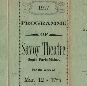 1917 Savoy Theatre Movie Schedule Program South Paris Maine Week of March 12th - Picture 1 of 3
