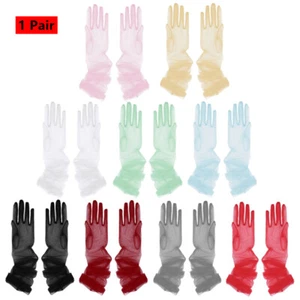 Guantes largos elásticos de tul semi transparentes para mujer boda guantes de novia guantes decoración - Imagen 1 de 117