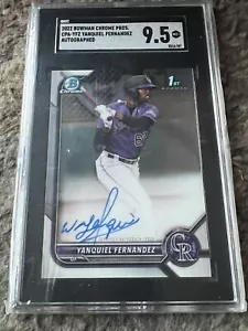 2022 Bowman Chrome - Prospect Auto #CPA-YFZ Yanquiel Fernandez SGC 9.5 - Picture 1 of 2