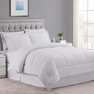 Dobby Stripe Bed In A Bag 8 Piece Comforter Sheet Bed Set King - White - Picture 1 of 5
