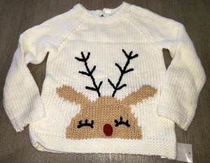 boys size 2/3T NEW NWT CHRISTMAS REINDEER SWEATER knit top red nose CUTE! - Picture 1 of 2