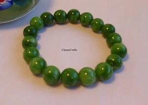 0Genuine Natural Green Han Jade (cold jade) 10mm round beads bracelet - Picture 1 of 2