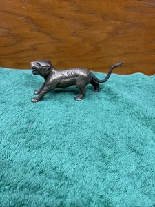 Vintage Brass Prowling Tiger Statue  7.5. “x 3.5” Mouth Open - Picture 1 of 5