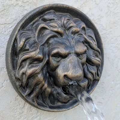 Lion head water spout 6"Outdoor fountain Water feature for pool design - Image 1 of 4