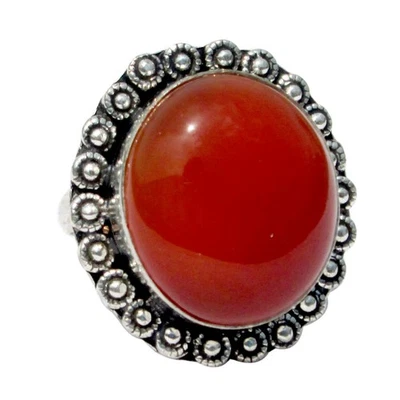 Anillo de joyería de piedras preciosas de cornalina hecho a mano talla EE. UU. 8" R010 Foto 1 de 4