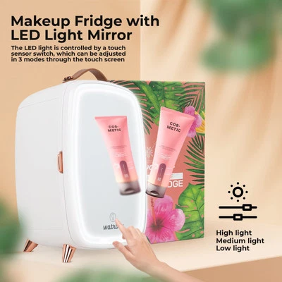 6L Mini Fridge Personal Beauty Makeup Skincare Fridge With LED Light Mirror New - Image 1 of 4