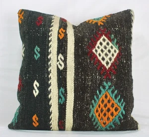 Funda de almohada Kilim turca hecha a mano decorativa 20x20 Cojín Kilim marrón blanco - Imagen 1 de 9