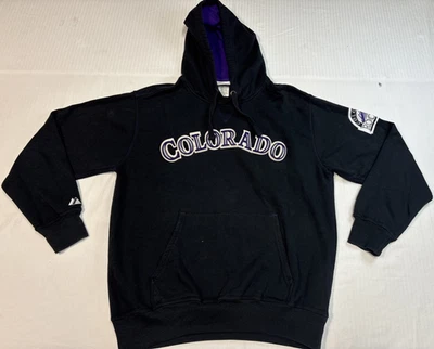 Sudadera con capucha suéter Majestic Athletic Colorado Rockies, negra - mediana Foto 1 de 4