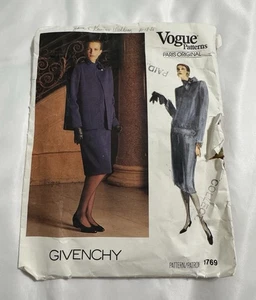 VTG 1986 Vogue GIVENCHY PARIS ORIGINAL Jacket & Dress / Cut Pattern#1769 Sz 12 - Picture 1 of 5