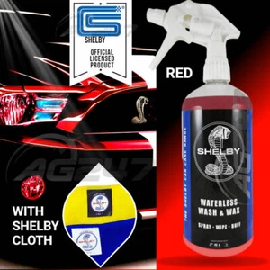 ROTES offizielles Shelby Cobra Fahrrad Auto Showroom wasserloses Waschen & Wachsen + 1 Shelby-Tuch - Bild 1 von 5